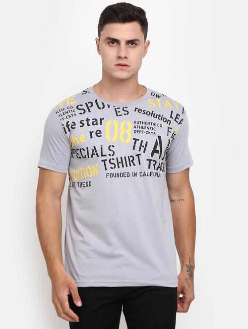 grey front printed regular t-shirt - 20672411 - Standard Image - 0