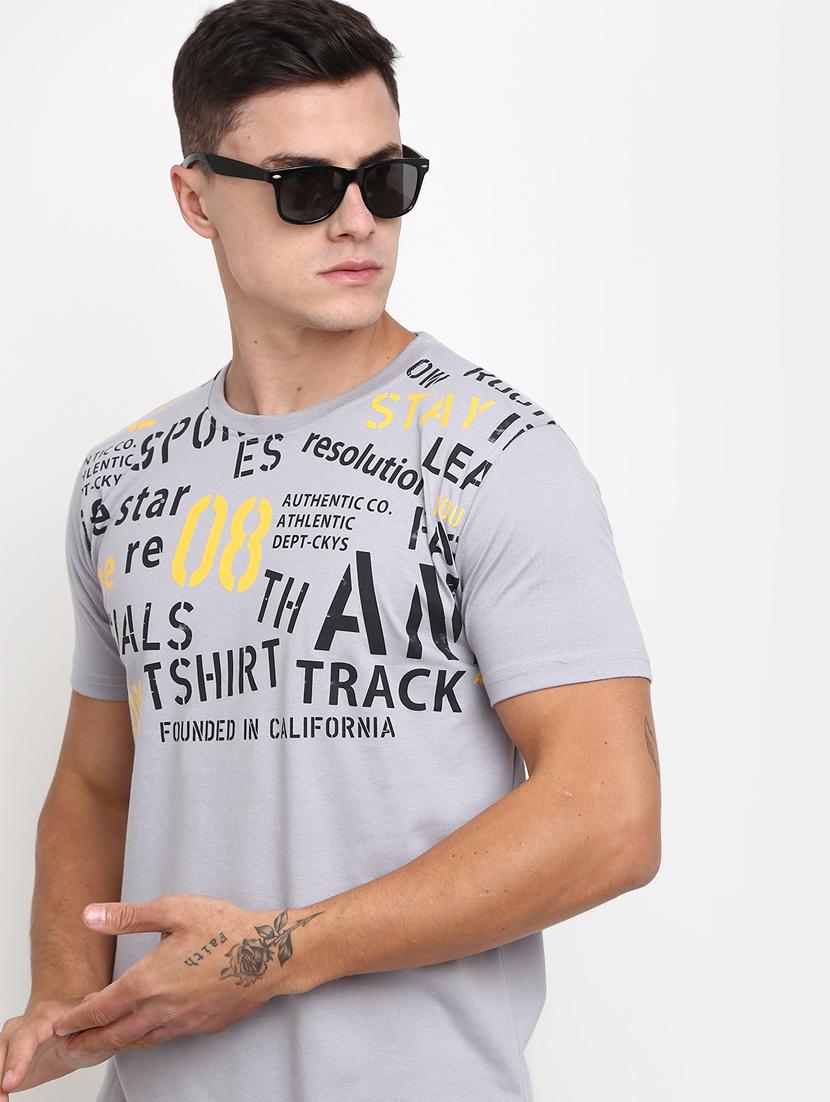 grey front printed regular t-shirt - 20672411 - Standard Image - 3