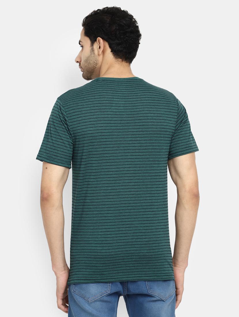 bottle green striped printed regular t-shirt - 20672428 - Standard Image - 3
