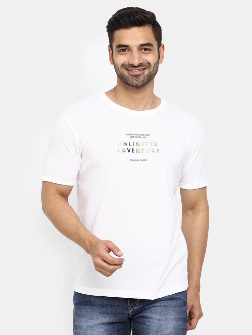 white chest printed regular t-shirt - 20672454 -  Zoom Image - 0