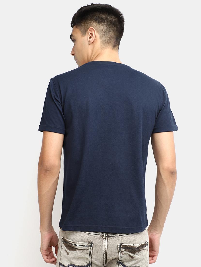 navy blue chest printed regular t-shirt - 20672455 - Standard Image - 3