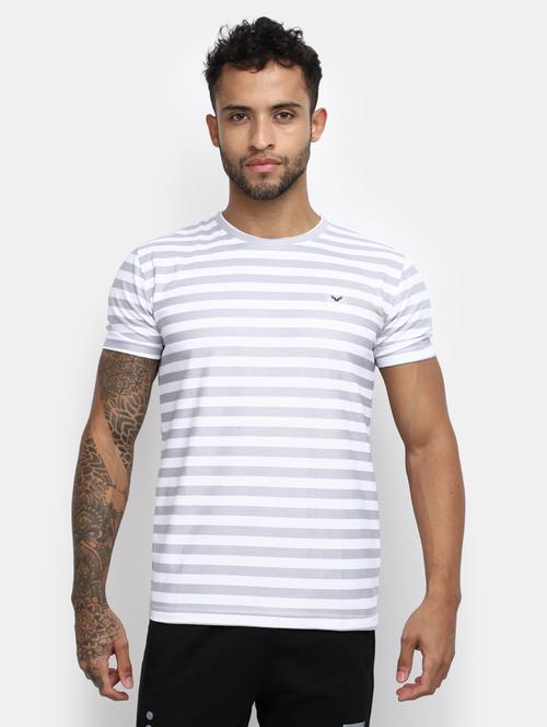 grey striped printed regular t-shirt - 20672459 - Standard Image - 0