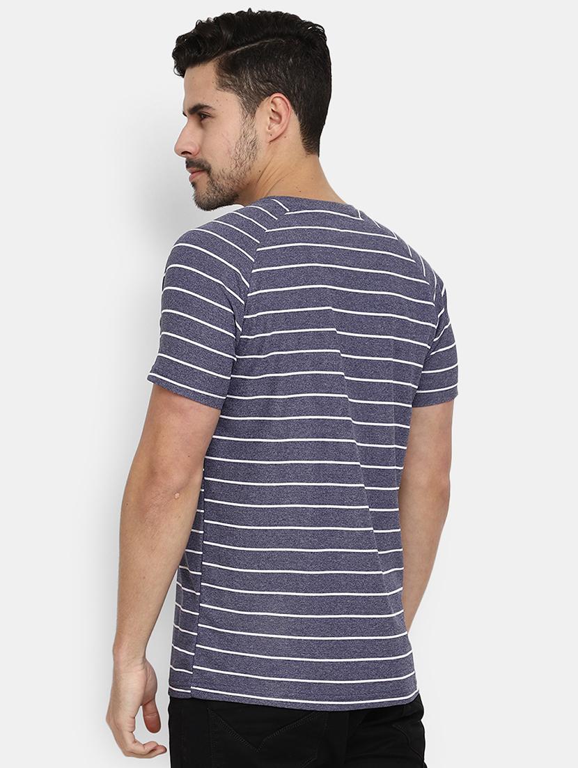 blue striped printed casual t-shirt - 20672464 - Standard Image - 3
