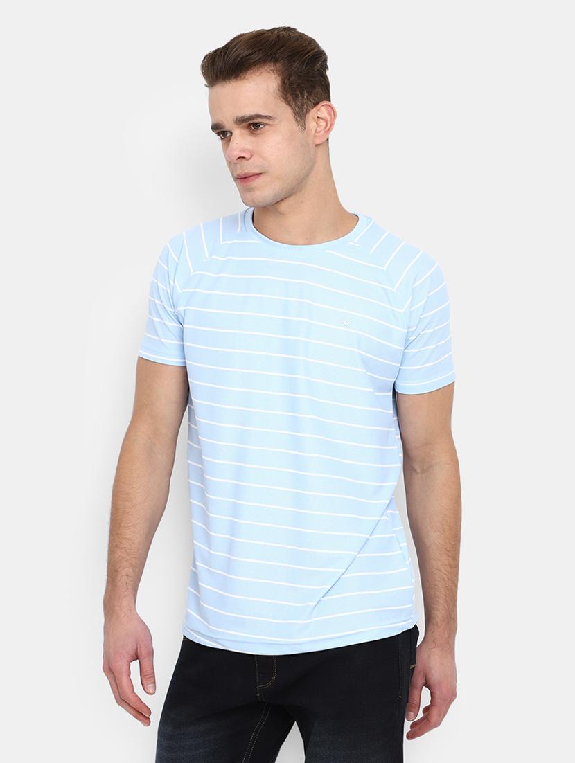 light blue striped printed casual t-shirt - 20672465 - Zoom Image - 0