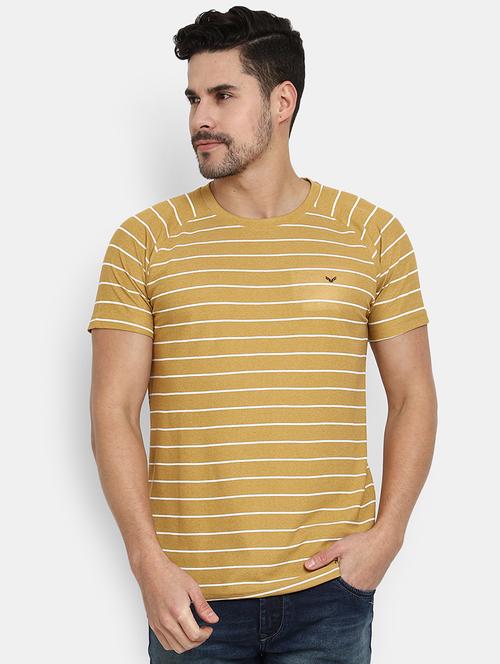mustard striped printed casual t-shirt - 20672466 -  Standard Image - 0