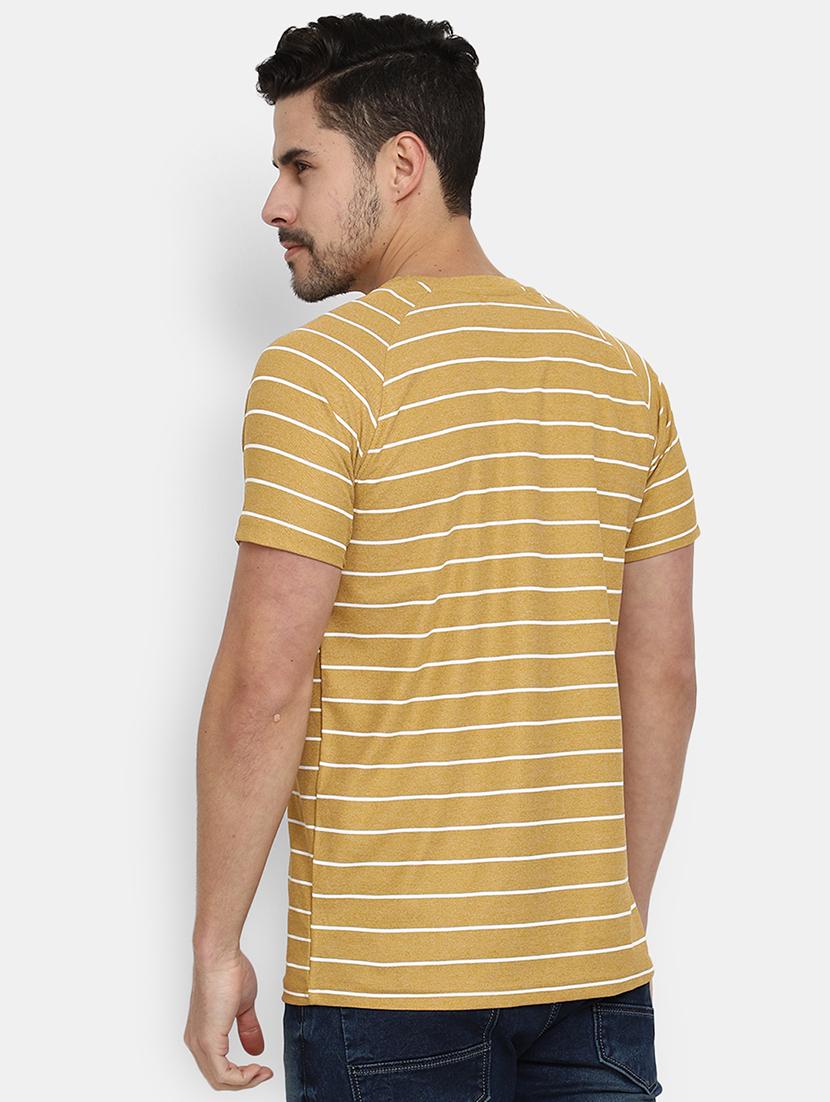 mustard striped printed casual t-shirt - 20672466 - Standard Image - 3