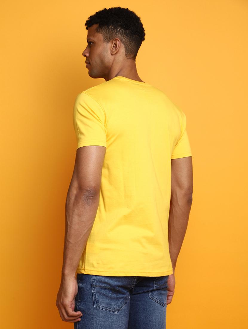 yellow front printed casual t-shirt - 20672608 - Standard Image - 3
