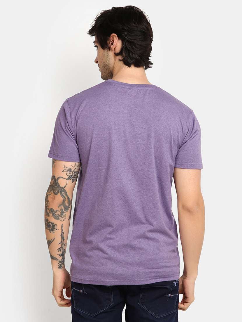 solid purple cotton casual t-shirt - 20672723 -  Standard Image - 3