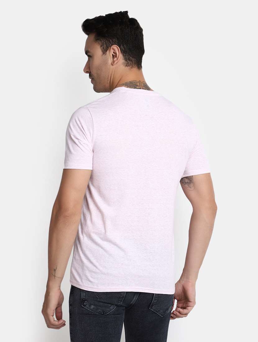 solid rosewater pink cotton casual t-shirt - 20672724 -  Standard Image - 3