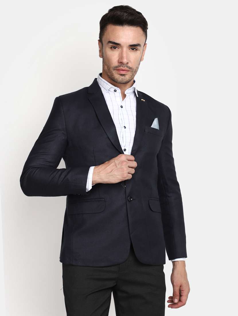 men solid single breasted casual blazer - 20673210 -  Zoom Image - 0