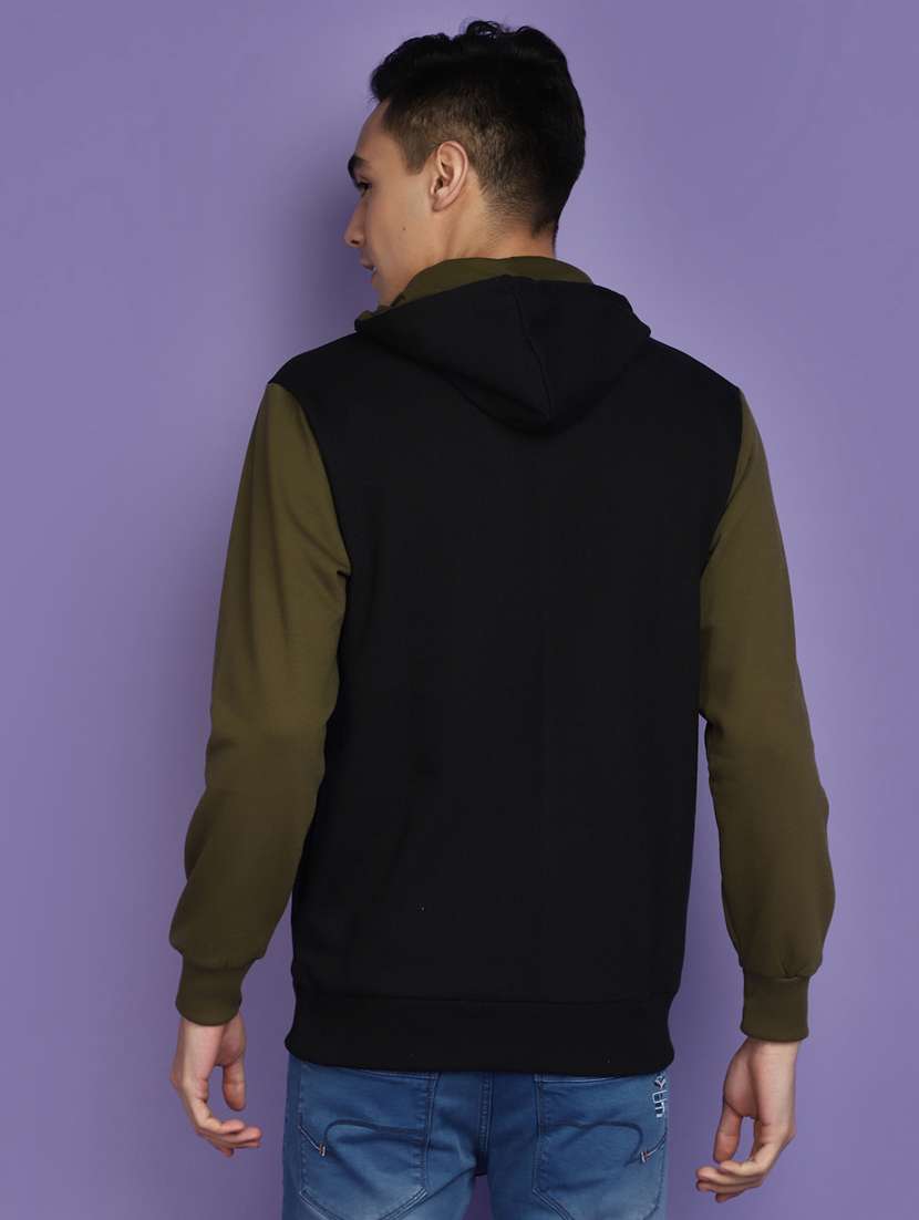 men hood neck color block sweatshirt - 20674616 -  Standard Image - 3
