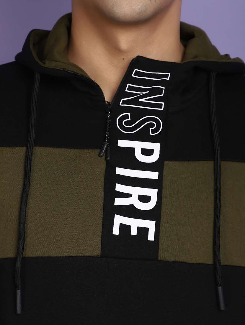 men hood neck color block sweatshirt - 20674616 -  Standard Image - 5