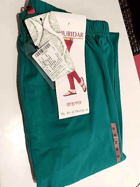 teal polyester churidars & leggings - 20675027 -  Zoom Image - 0