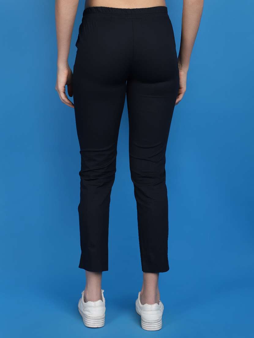 women mid rise solid tapered pant - 20675060 -  Standard Image - 3