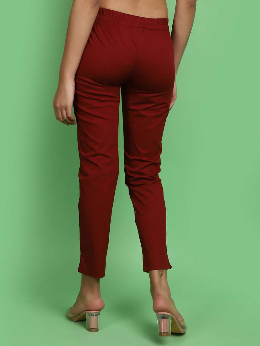 women mid rise solid tapered pant - 20675061 -  Standard Image - 3