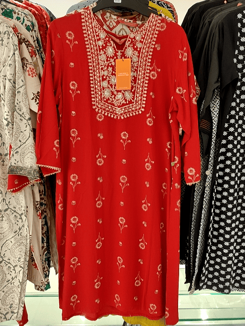 red rayon kurta - 20676320 -  Standard Image - 0