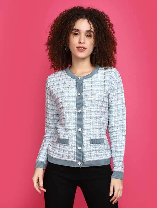women light blue long sleeves cardigans - 20676951 -  Standard Image - 0