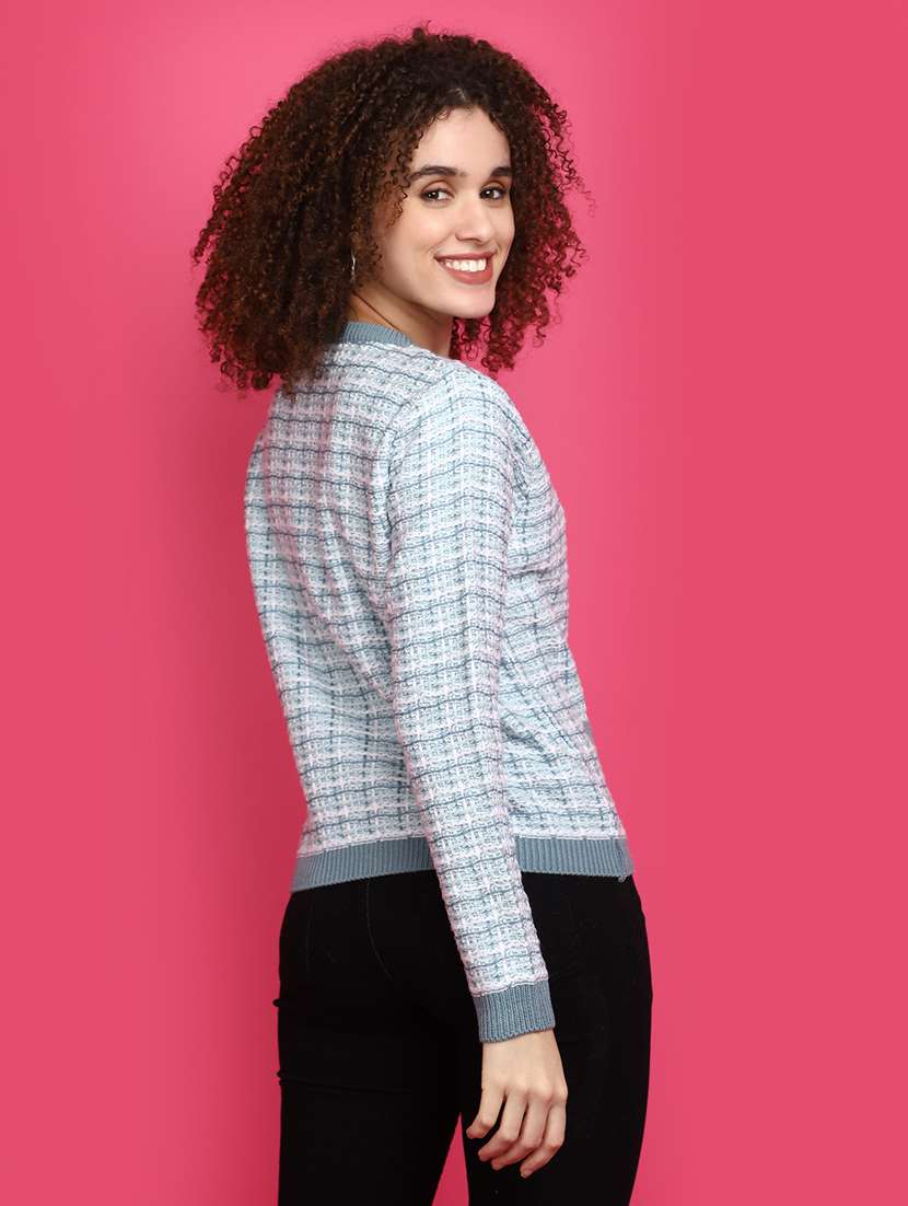 women light blue long sleeves cardigans - 20676951 - Standard Image - 3