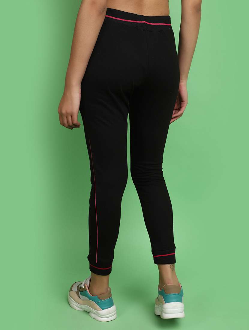 women black solids yoga track pant - 20680137 -  Standard Image - 3
