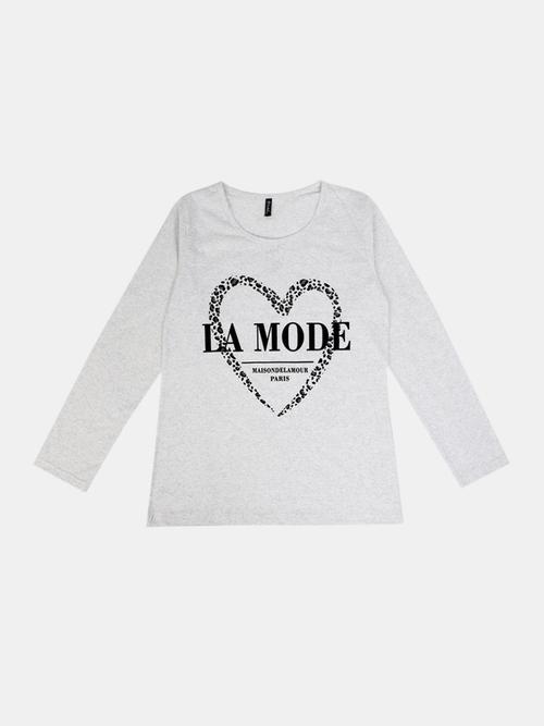 ecru melange single jersey tshirt - 20680519 - Standard Image - 0