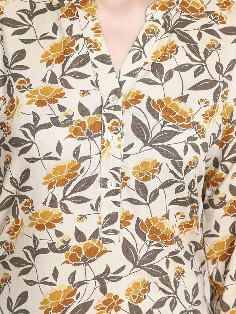 women floral mandarin neck high-low tunic - 20681338 -  Standard Image - 5