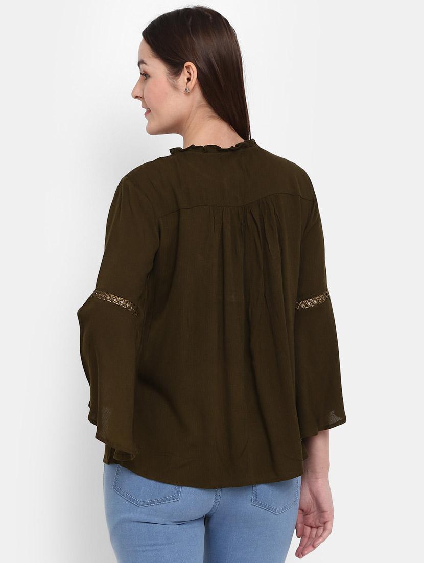 green cotton a line top - 20681970 - Standard Image - 3