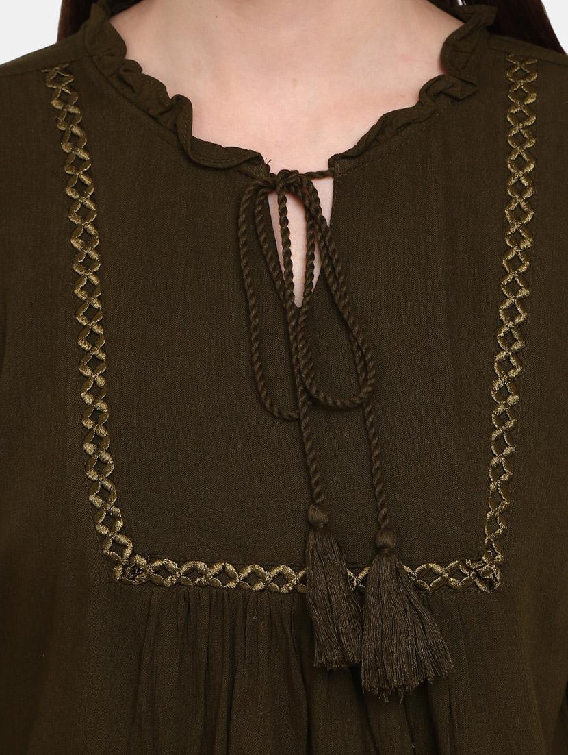 green cotton a line top - 20681970 - Standard Image - 5