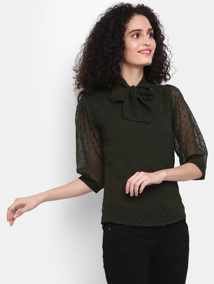 women tie up neck top - 20681981 -  Zoom Image - 0