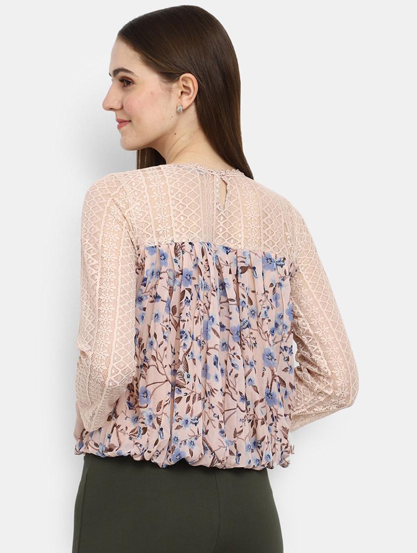 beige cotton blouson top - 20682026 - Standard Image - 3