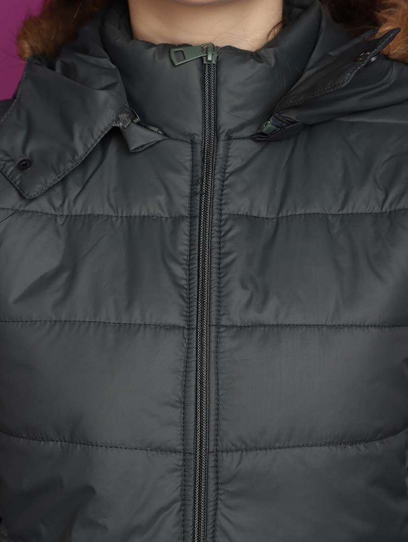 women navy blue solid long sleeve quilted jacket - 20682172 -  Standard Image - 5