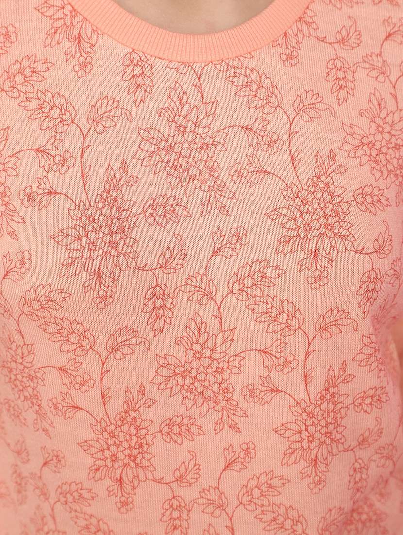 women peach floral printed pullover - 20682309 - Standard Image - 5