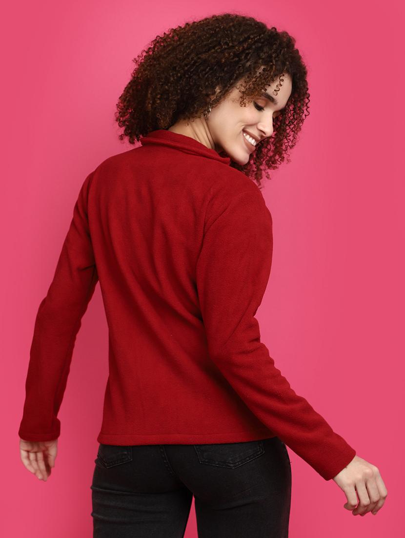 women maroon solids sweatshirt - 20682483 - Standard Image - 3