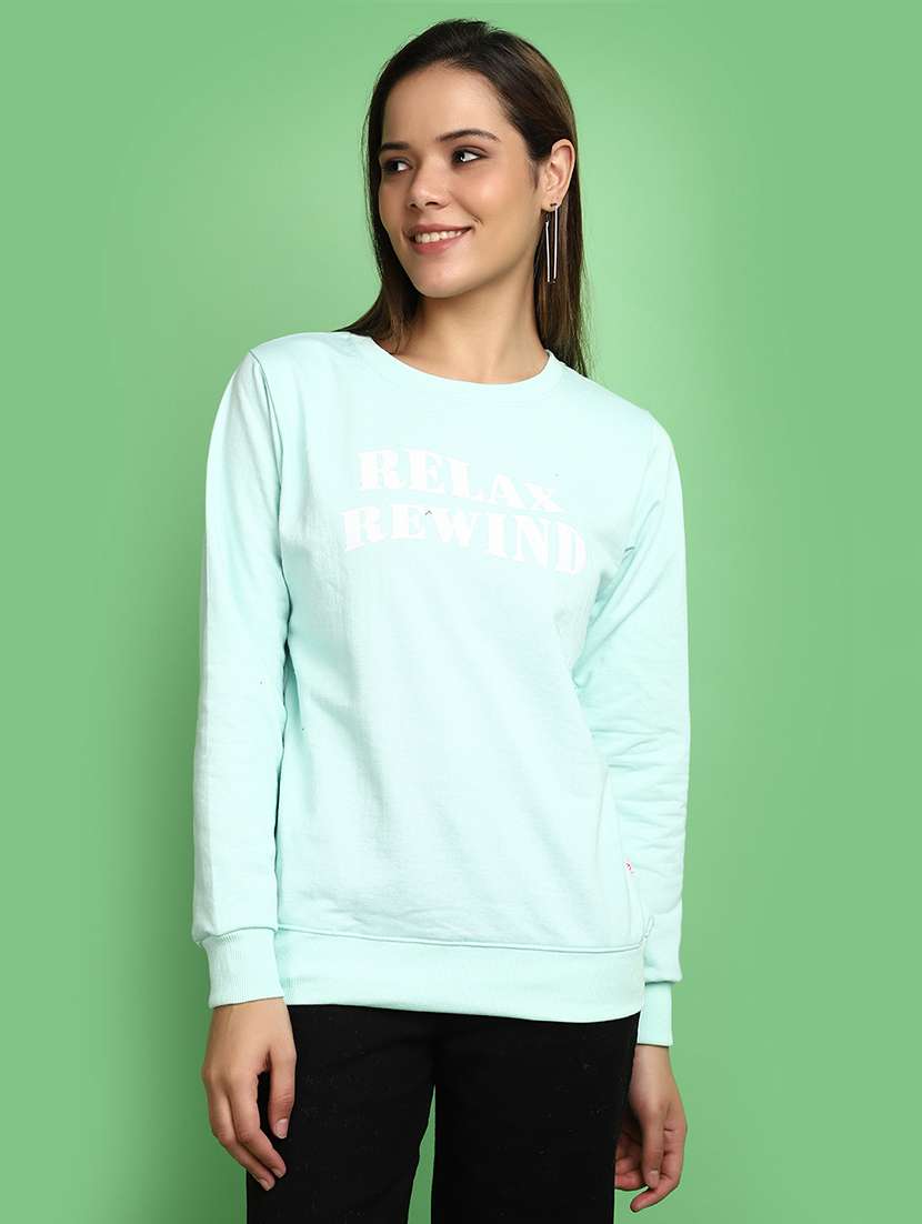 women ai aqua round neck sweatshirts