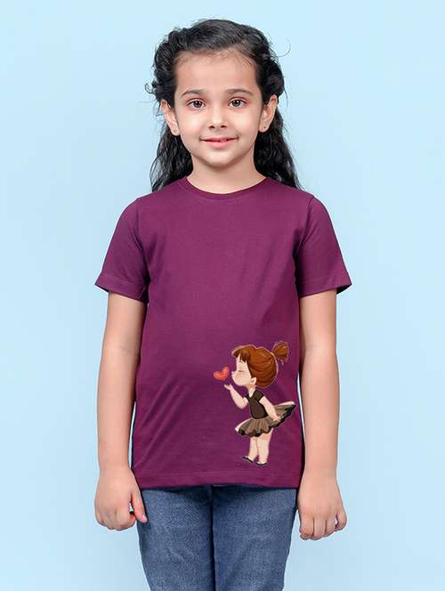 girls graphic printed round neck regular tee - 20683061 - Standard Image - 0