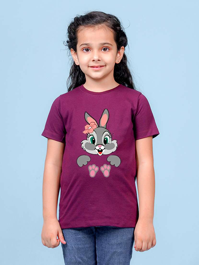 girls graphic printed round neck regular tee