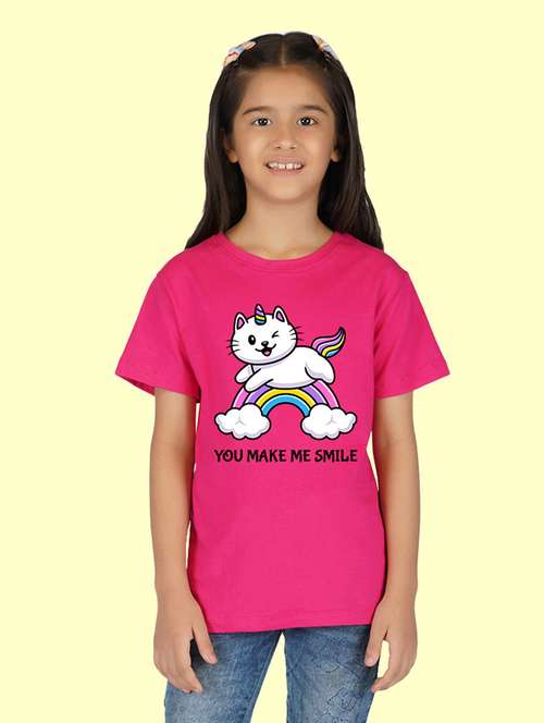 girl round neck graphic print tee - 20683077 -  Standard Image - 0