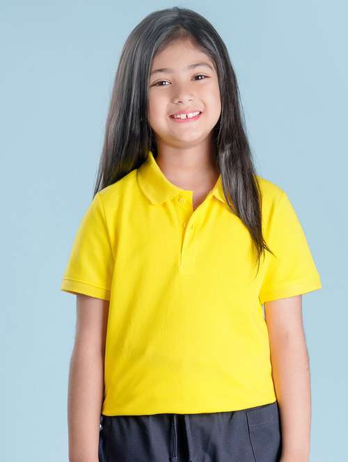 girls yellow solid polo tee - 20683080 - Standard Image - 0