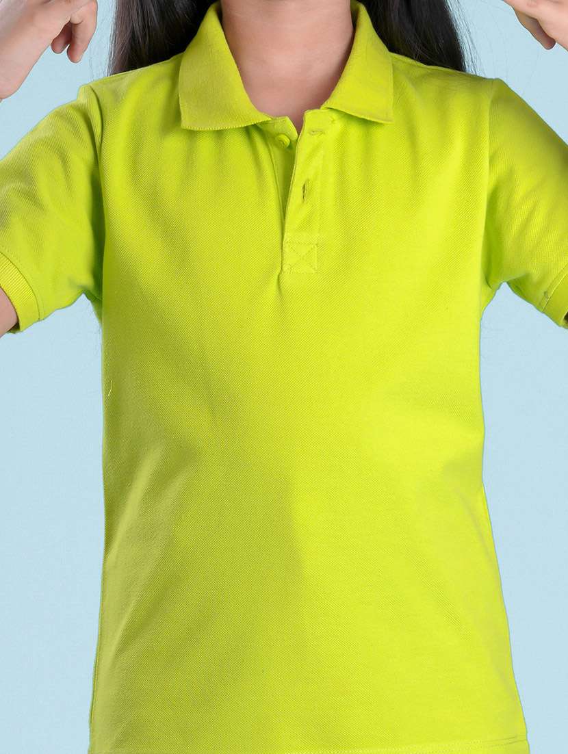 kids solid green polo t-shirt - 20683082 - Standard Image - 3