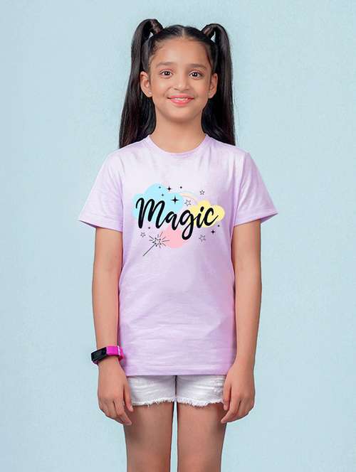 girls graphic printed round neck regular tee - 20683094 -  Standard Image - 0