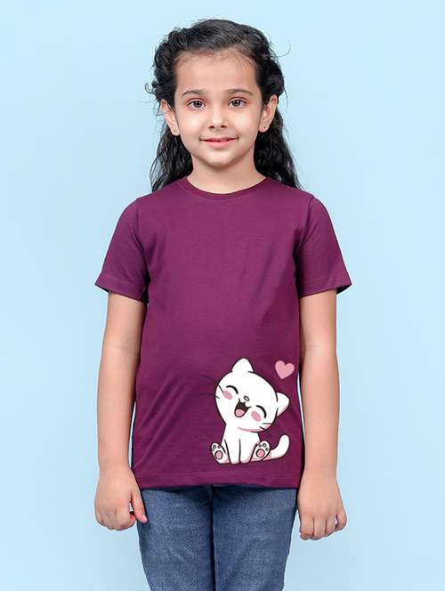 girls burgundy graphic regular tee - 20683108 -  Standard Image - 0