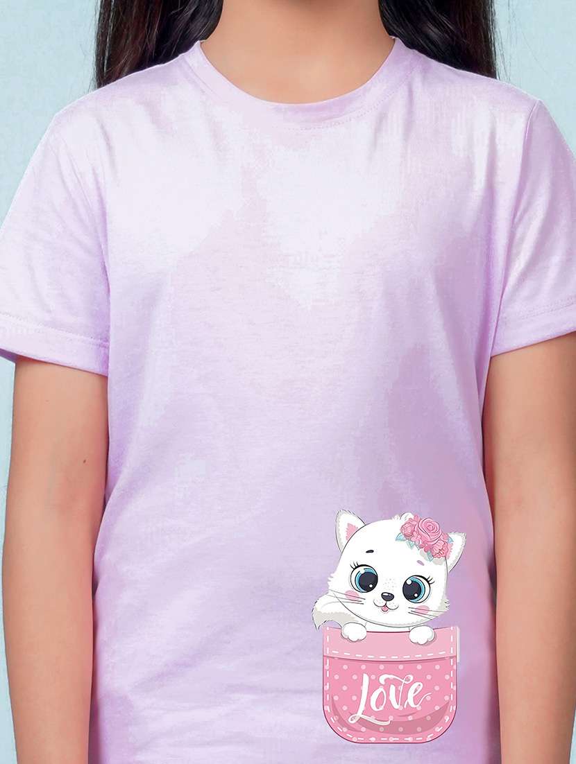 kids lavender placement print round neck t-shirt - 20683110 - Standard Image - 3