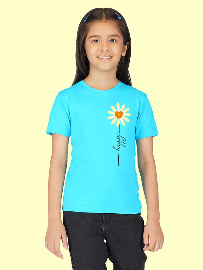 kids blue placement print round neck t-shirt - 20683115 -  Zoom Image - 0