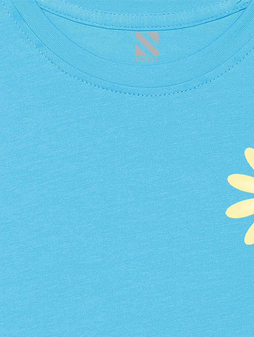 kids blue placement print round neck t-shirt - 20683115 - Standard Image - 3