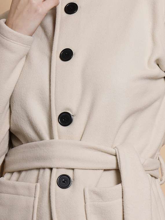women beige solid trench coat - 20683118 -  Standard Image - 3