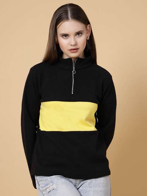 black color block long sleeve sweatshirt - 20683126 -  Standard Image - 0