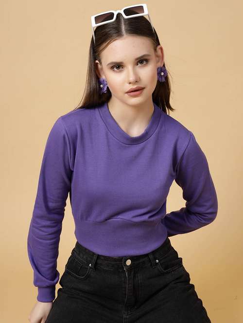 purple solid long sleeve sweatshirt - 20683131 -  Standard Image - 0