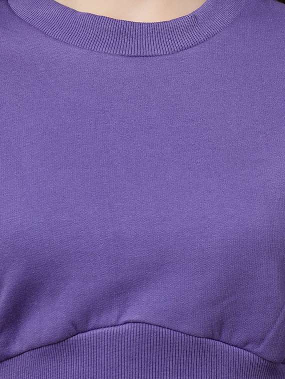 purple solid long sleeve sweatshirt - 20683131 -  Standard Image - 3