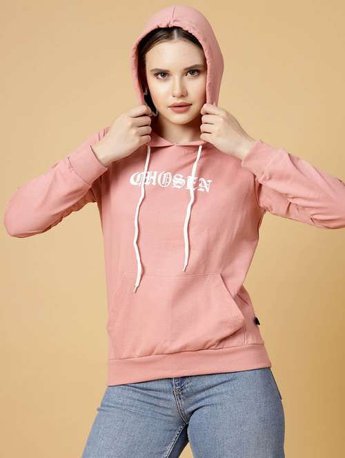 peach typographic long sleeve sweatshirt
