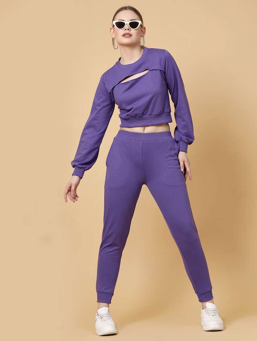 women solid pullover and jogger co-ord set - 20683138 -  Zoom Image - 0