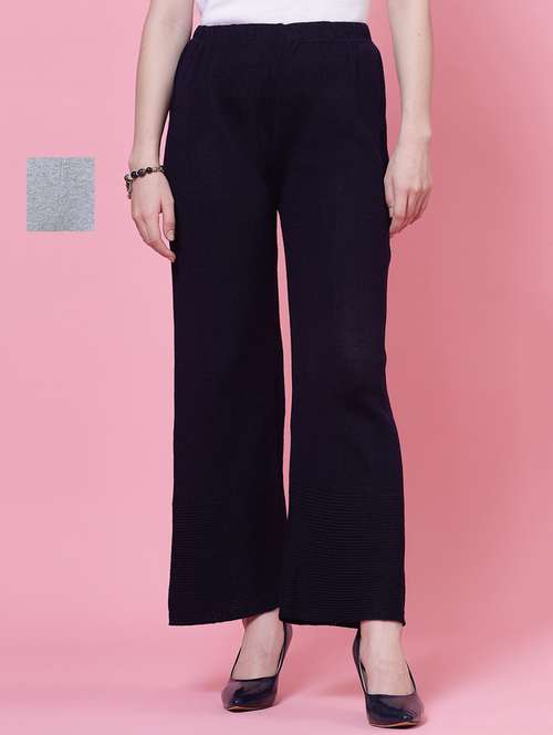 women pack of 2 multicolored solid palazzos - 20683179 -  Standard Image - 0